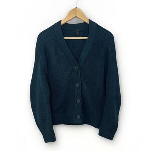 COS Cardigan Sweater Blue Green Shaker Knit XS Relaxed Coastal *Runs Large